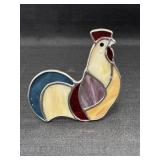 Stained glass style rooster suncatcher w/wire