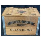 Anheuser-Busch Inc. wooden beer crate w/ lid
