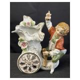 Victorian boy porcelain vase w/ floral details