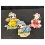 3 Mary Moo figurines - Mooing in the Rain, August