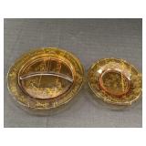 2 Amber Indiana Glass Nursery Rhyme plates.