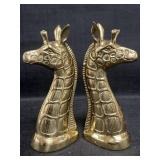 Brass giraffe head bookends