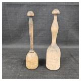 (2) Primitive Wooden Pestle/ Food Mashers