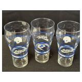 (3) Detroit Lions Coca-Cola drinking glasses