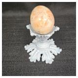 Norleans Polished Italian Alabaster Egg on Stand