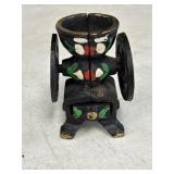 Mini cast iron coffee grinder w/hand-painted