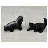 Miniature cast iron skunk & cat, 2in long