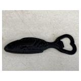Cast iron figural fish bottle opener, 5in
