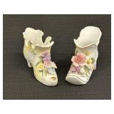 2 Bisque Porcelain French Victorian Style Shoe
