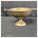 Vintage Hammered Brass Pedestal Bowl w/ Handles