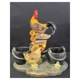 DWK 2012 resin salt & pepper holder w/ rooster &