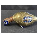 ceramic & brass duck figurine shelf sitter