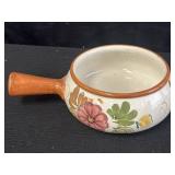Hand-painted ceramic handled bowl/fondue pot