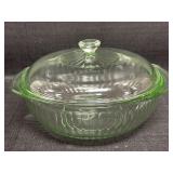 Uranium glass covered casserole dish w/ lid