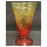 Amberina Iris & Herringbone pattern vase