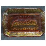 The last supper amberina plate tray