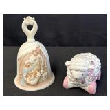 GOT Ltd lamb figurine & Homco nativity scene bell