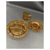 Amber Indiana Glass Nursery Rhyme Plates & Mug.
