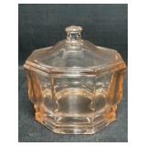 Vtg. Pink depression glass candy dish