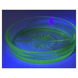 Federal Uranium glass coaster, sunburst pattern