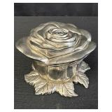 Silver plated rose trinket/jewelry box