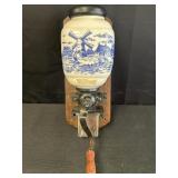 Ant. Blue Delft coffee grinder