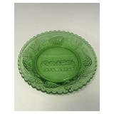 Green glass cup plate w/ the last supper design