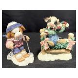 2 Mary Moo winter/Christmas figurines - Barn to