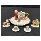 Mary Moo miniature Christmas tea set, Abbey Press