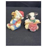 2 Mary Moo figurines - Jingle Bull & Little