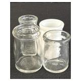 (4) mini glass creamer bottles