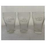 (3) Vtg. Coca-Cola drinking glasses 5in tall