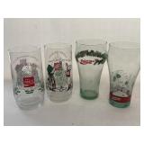Coca-Cola Christmas glasses w/ holiday designs