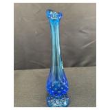 Fenton Blue Swung Bud Vase