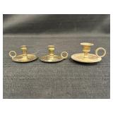 3 Brass Miniature Candlestick Holders