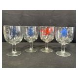 4 thumbprint stemmed beer goblets - Lowenbrau,