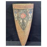 Pottery/ceramic wall pocket vase w/ design