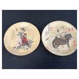 Hand-painted woven bamboo plates of Hua Mu-lan