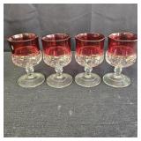 (4) Vtg Tiffin Kings Crown Ruby Flash Goblets