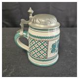 Ceramic beer Stein: Teal & White w/ Florals