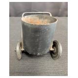 Miniature Coal Cart on wheels w/ handle 3.5in tall