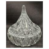 clear glass candy dish Hershey kiss shaped