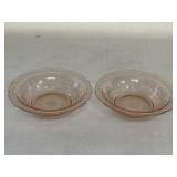 (2) Pink depression glass mini bowls/candy dishes