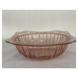 Pink depression glass square serving bowl