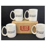 (4) Halls white ceramic coffee mugs