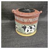 "Farm Fresh Produce" Metal Canister w/ Lid &