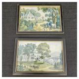 (2) Vintage Currier & Ives Framed Prints