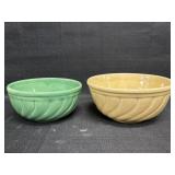 (2) Nest of bowls stoneware yellow and green