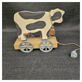 Wooden Cow w/ Bell Pull Toy