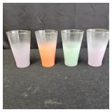 (4) Vintage Frosted Blendo Glass 5in Tumblers